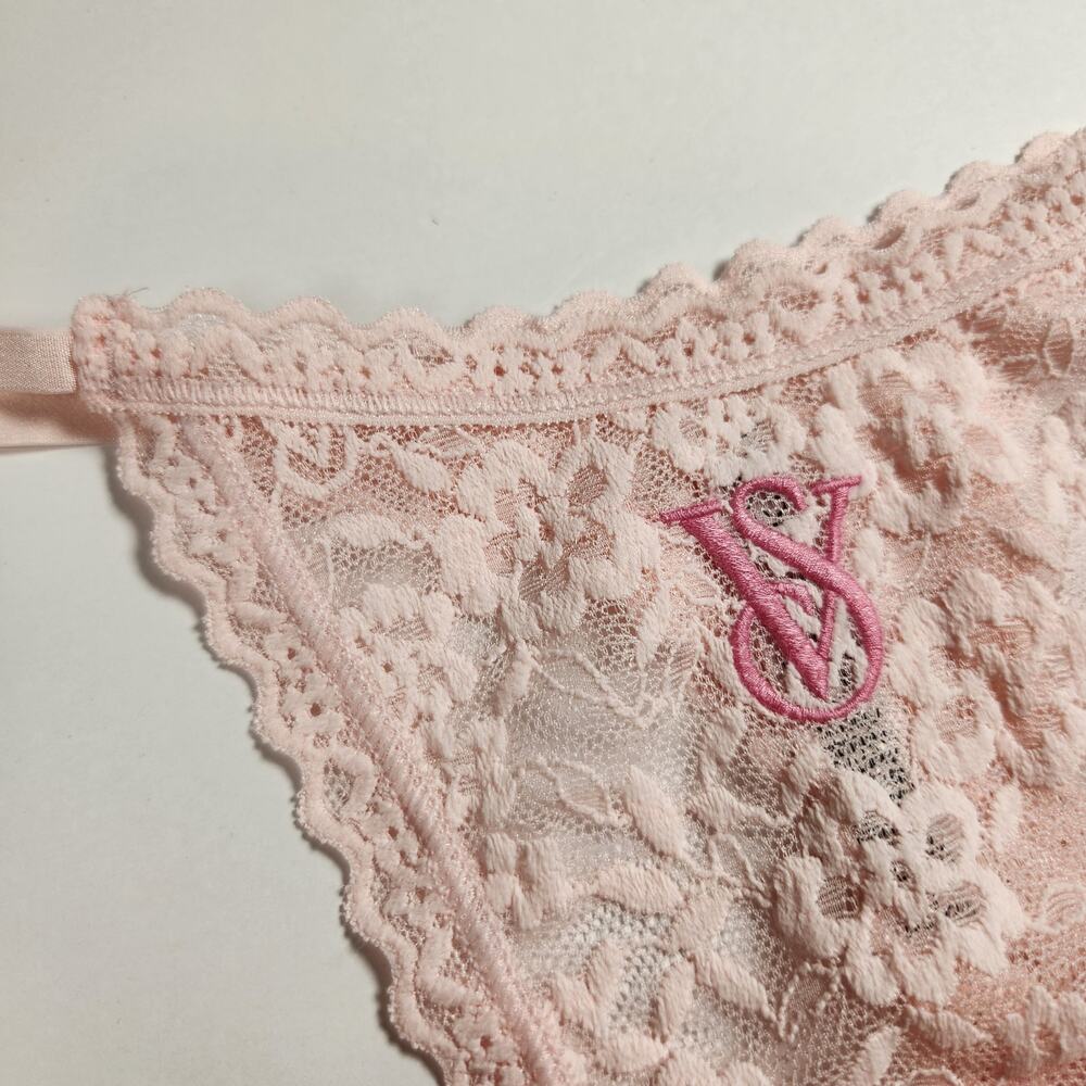 Victoria's Secret Lace High Leg String Thong Panty - Medium - Pink Coquette - Picture 2 of 5